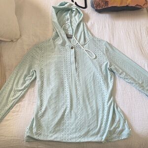 Light Blue Eyelet Hoodie